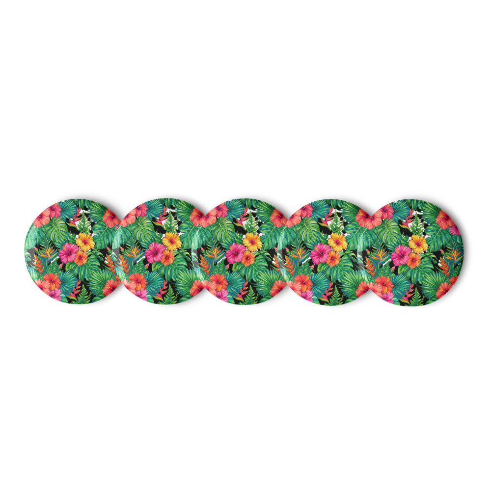 Vibrant Tropical Hibiscus Pin Buttons Set