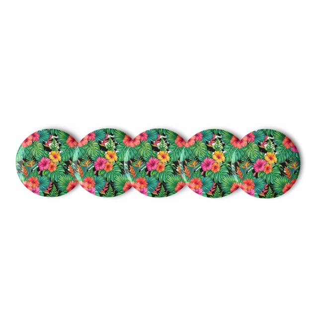 Vibrant Tropical Hibiscus Pin Buttons Set