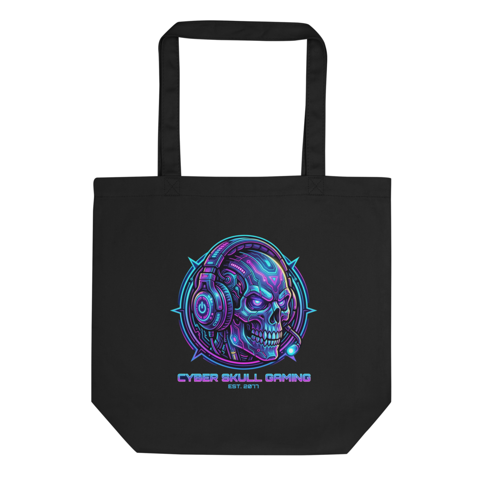 Cyber Skull Gaming Neon Tote Bag