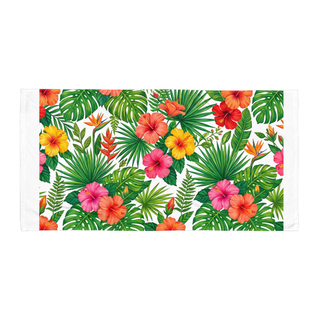 Vibrant Tropical Hibiscus All-Over Print Beach Tow