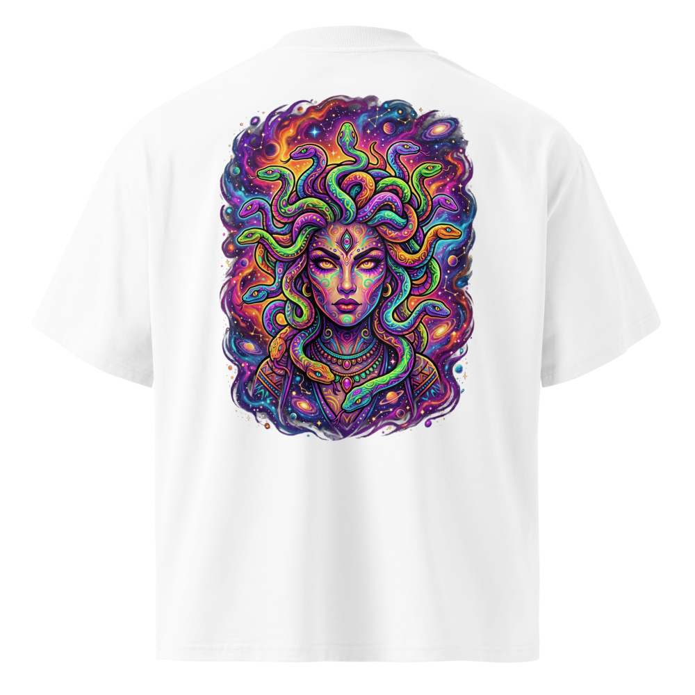 Psychedelic Cosmic Medusa With Neon Snakes