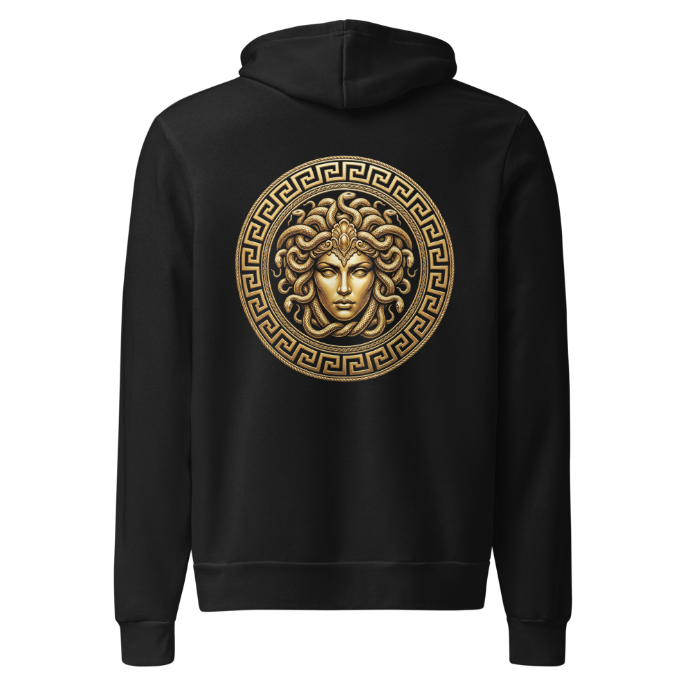 Golden Medusa Emblem With Greek Key Border