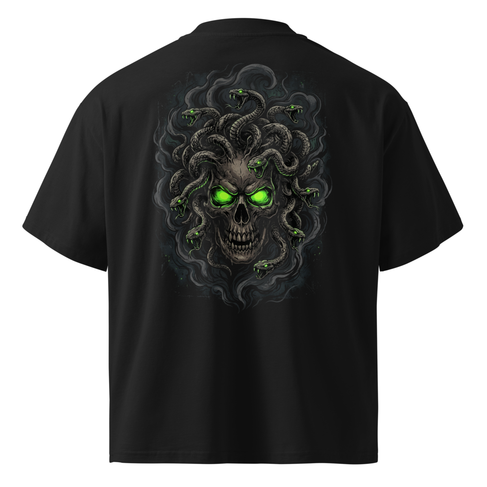 Medusa Skull With Glowing Green Eyes And Venomous 