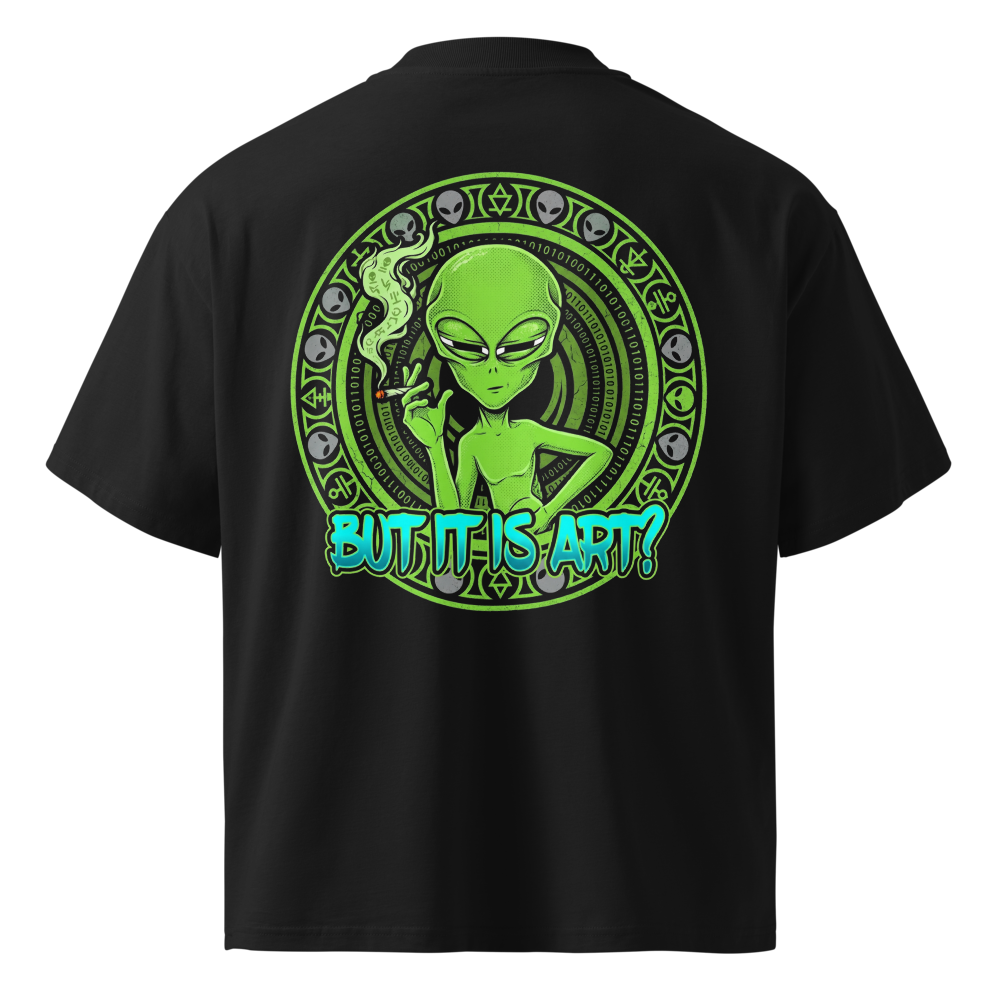 Green Alien Smoking Joint With Questioning Slogan 