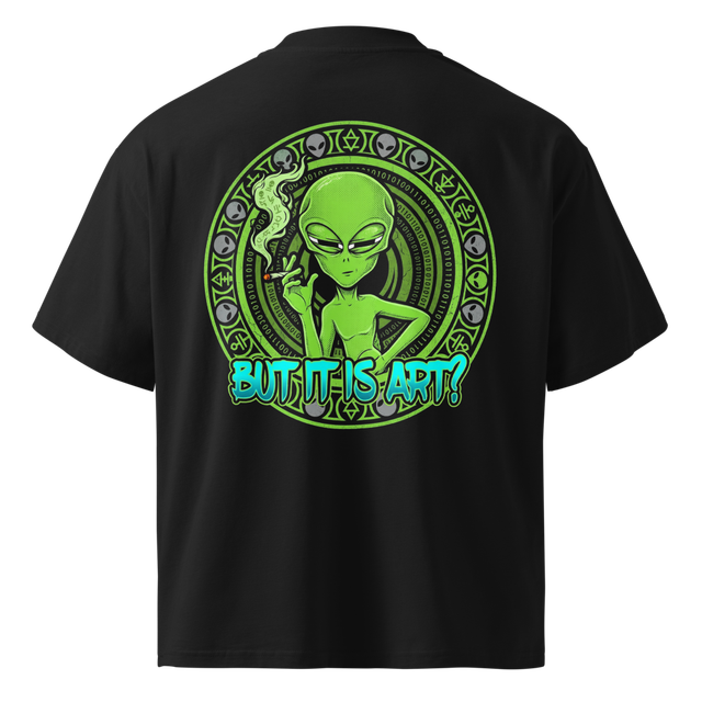Green Alien Smoking Joint With Questioning Slogan