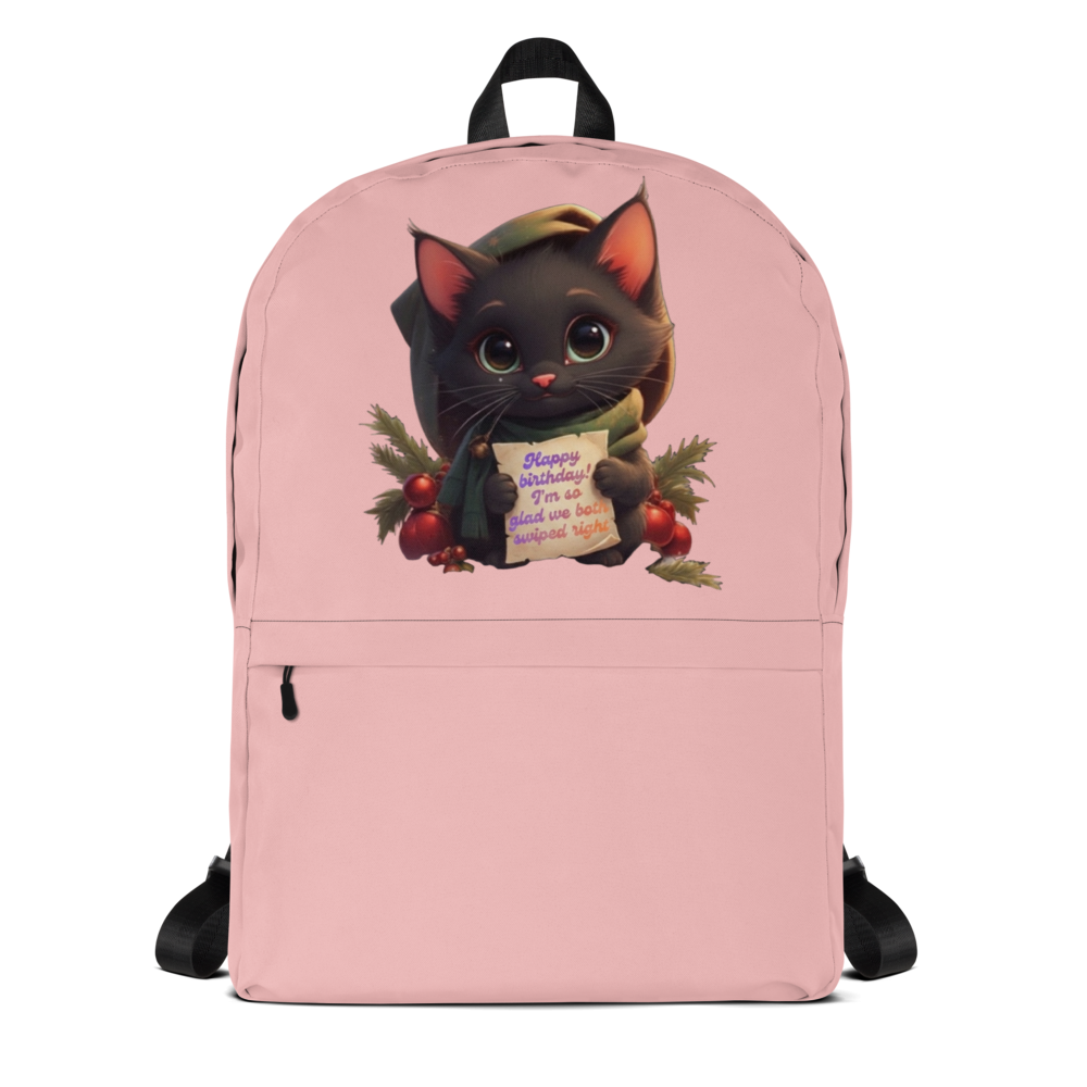 Cute Black Cat "Swiped Right" Christmas Birthday