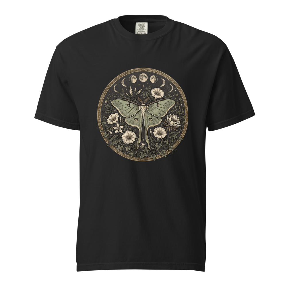 Midnight Garden Luna Moth & Moon Phases Vintage T-