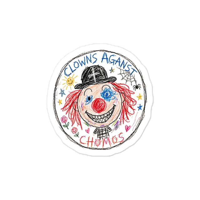 3”x4” Clowns Against Chomos kiss Cut Sticker