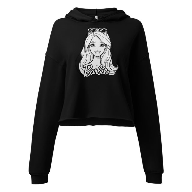 Barbie Style Girl Sketch Women's Cropped Hoodie