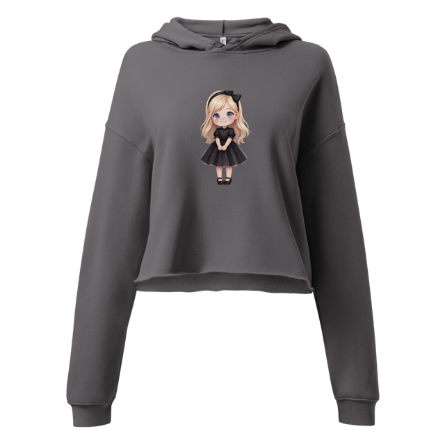 Cute Black Doll Graphic Cropped Hoodie