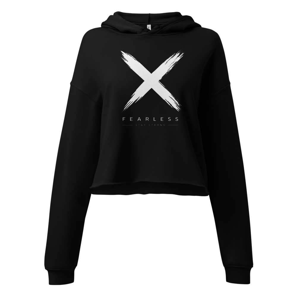 Fearless Stay Strong Black Cropped Hoodie | Premiu