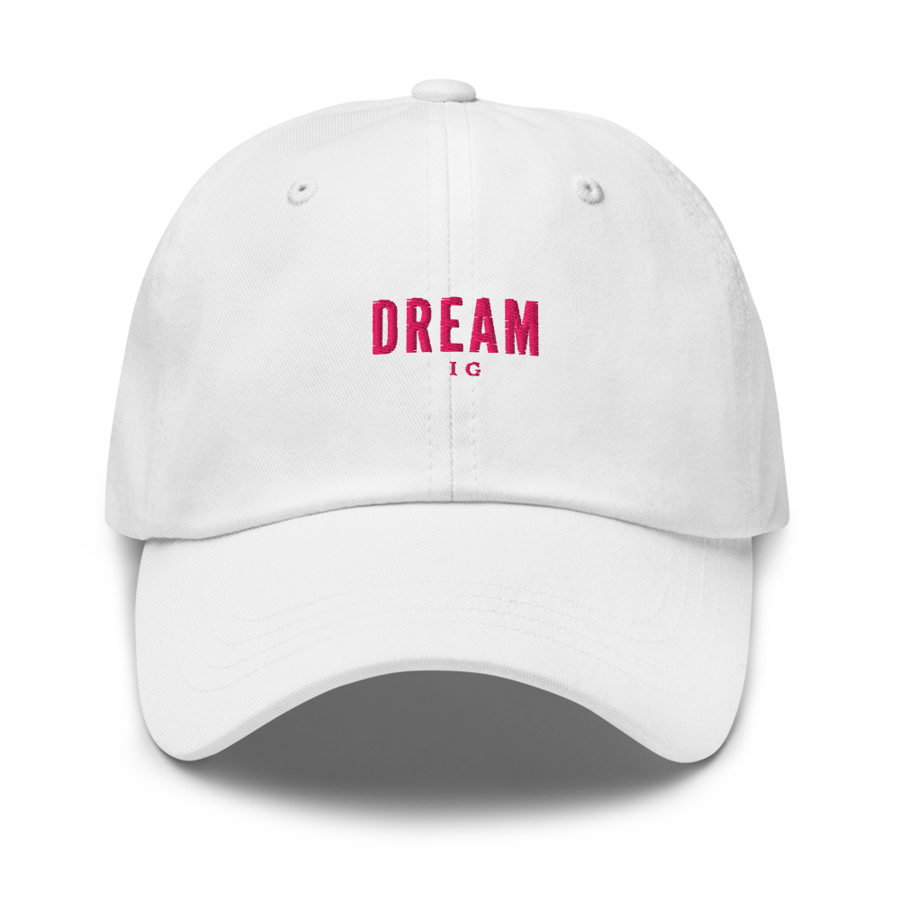 Dream Big Embroidered White Cotton Dad Cap | Adjus