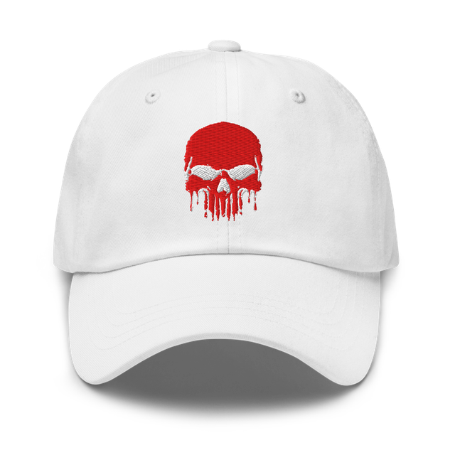 Dripping Blood Skull Embroidered Dad Hat – Whit