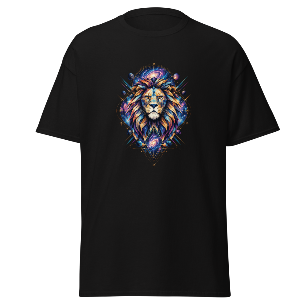Cosmic Lion Geometric Galaxy Emblem