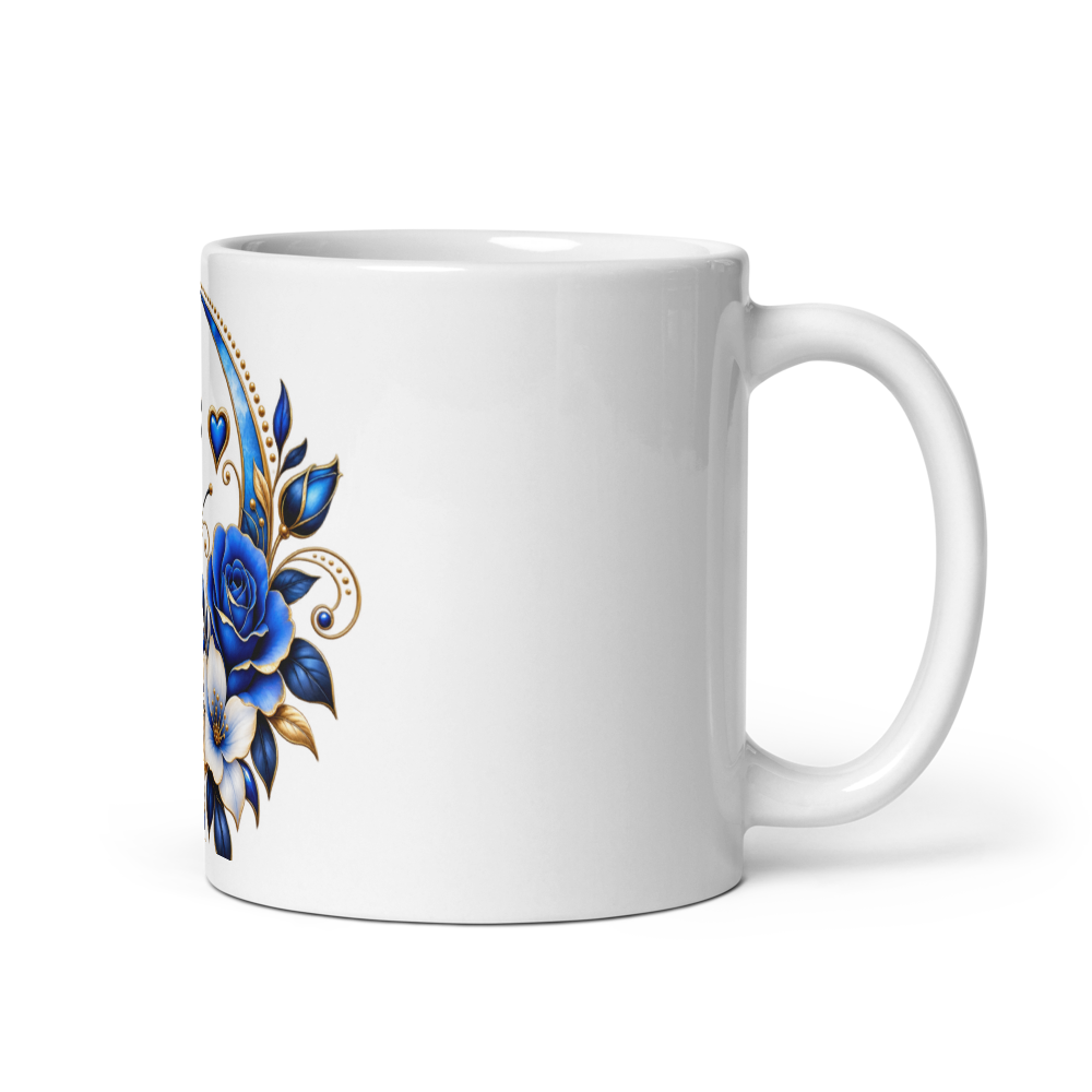 Elegant Blue Rose Floral Mug