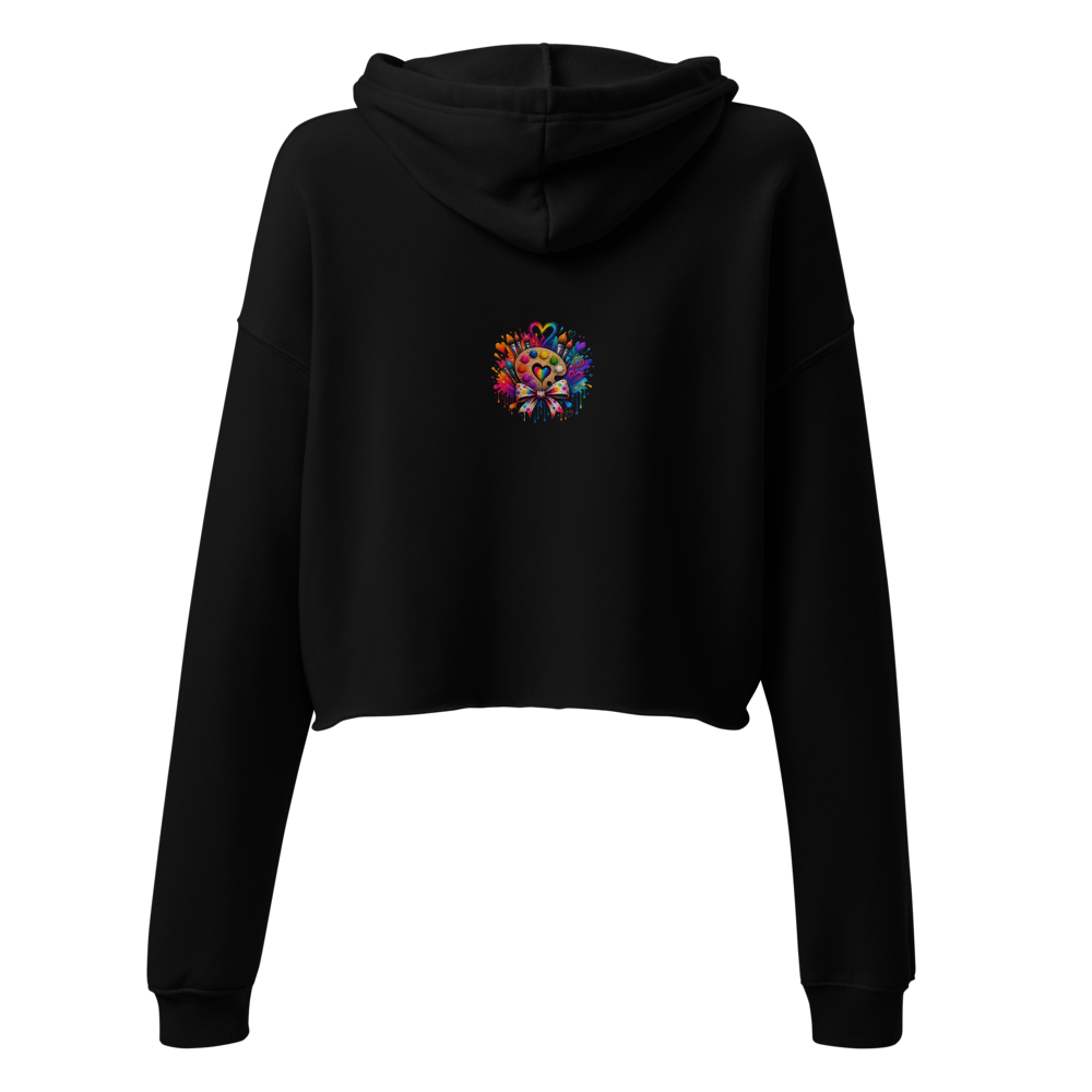 Women’s Art Cropped Hoodie – Black Graphic Design