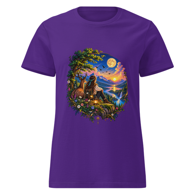 Moonlit Deer Fantasy Nature Women's T-Shirt