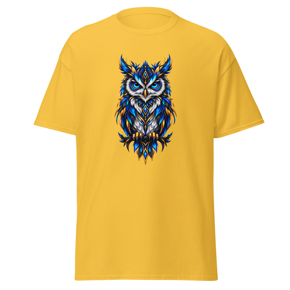 Colorful Geometric Owl T-Shirt – Blue Tribal Owl G