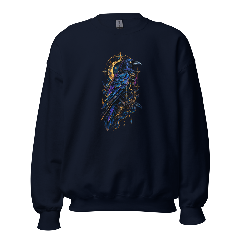 Unisex Celestial Raven Graphic Crewneck Sweatshirt