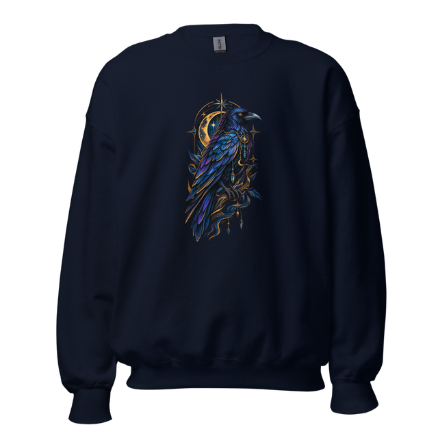 Unisex Celestial Raven Graphic Crewneck Sweatshirt