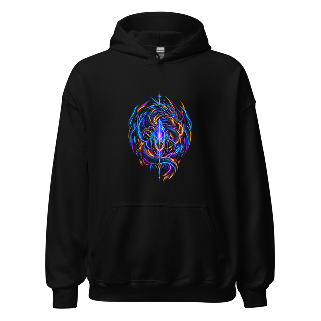 Neon Dragon Fantasy Hoodie | Cyber Dragon Graphic
