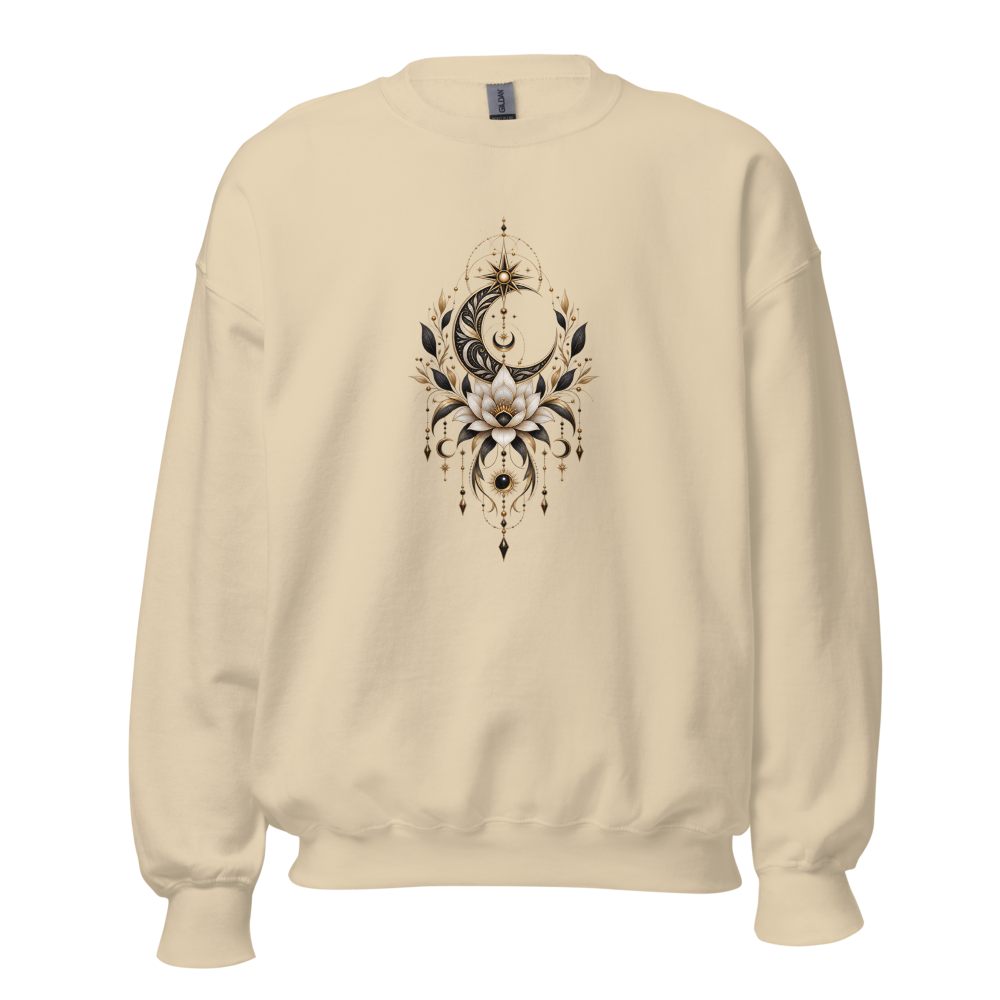 Celestial Moon Lotus Boho Graphic Sweatshirt