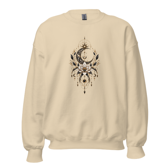 Celestial Moon Lotus Boho Graphic Sweatshirt