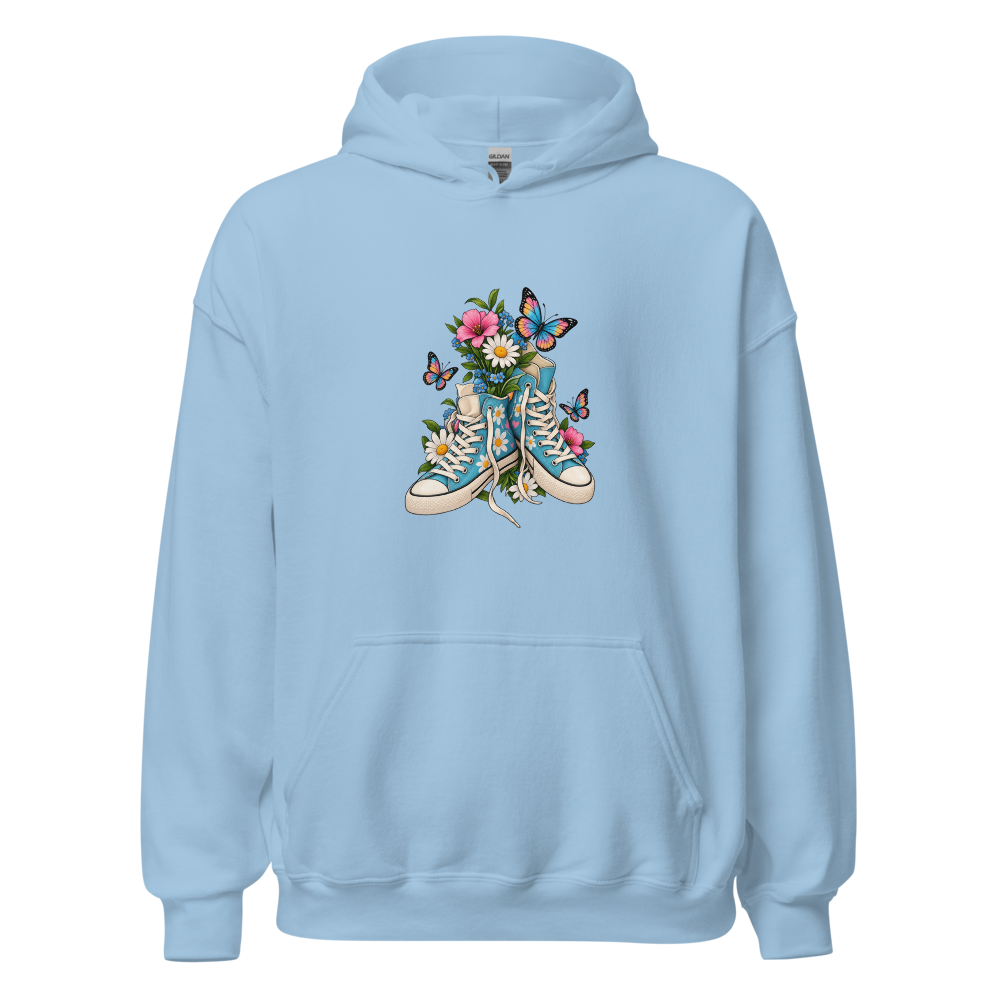 Floral Blue Sneakers Graphic Printed Hoodie