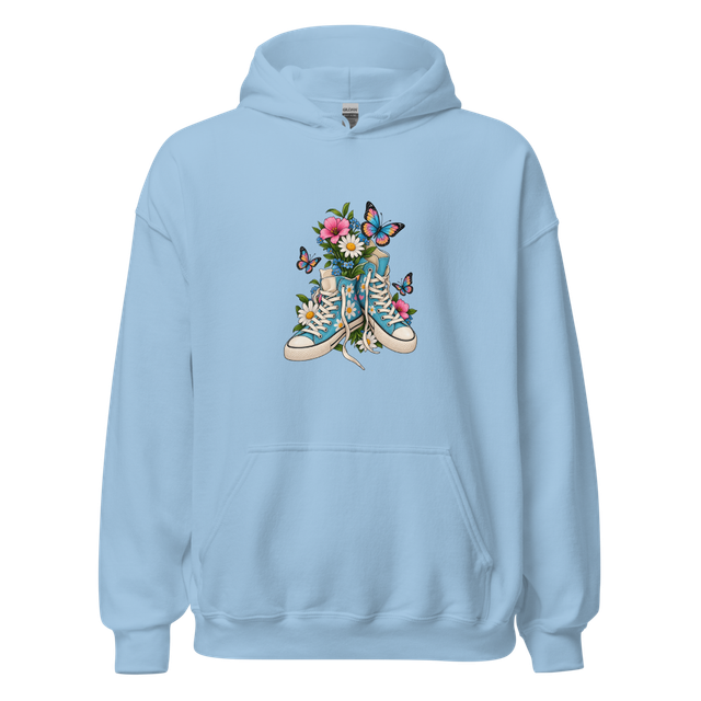 Floral Blue Sneakers Graphic Printed Hoodie