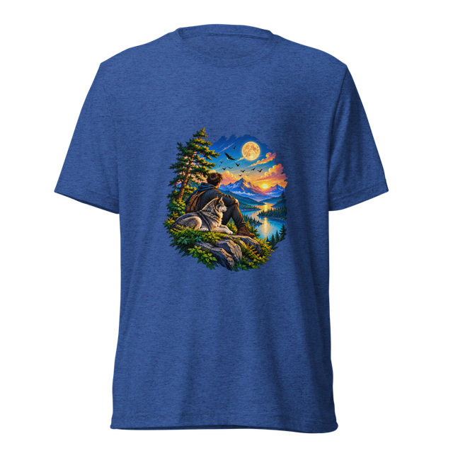 Men's Wolf & Mountain Graphic Tee | Royal Blue