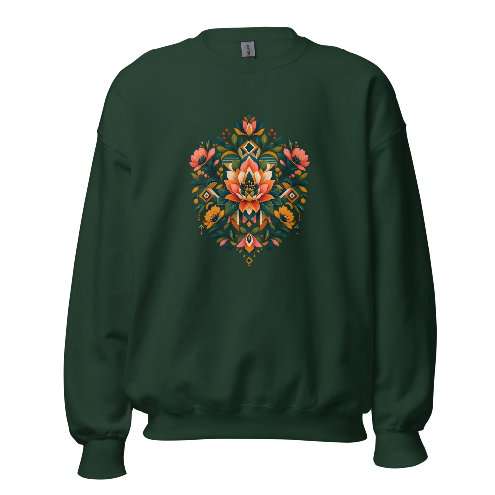 Floral Art Geometric Forest Green Sweatshirt