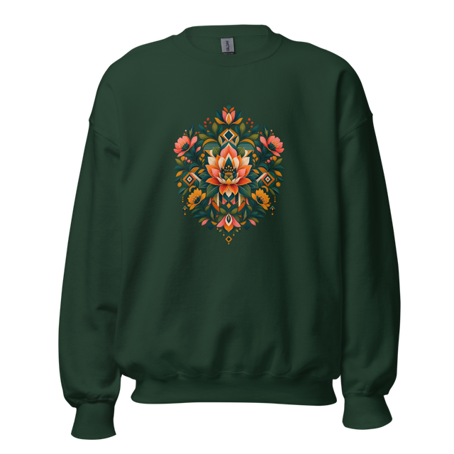 Floral Art Geometric Forest Green Sweatshirt