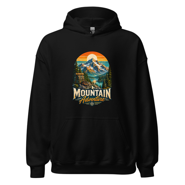 Mountain Adventure Black Unisex Hoodie