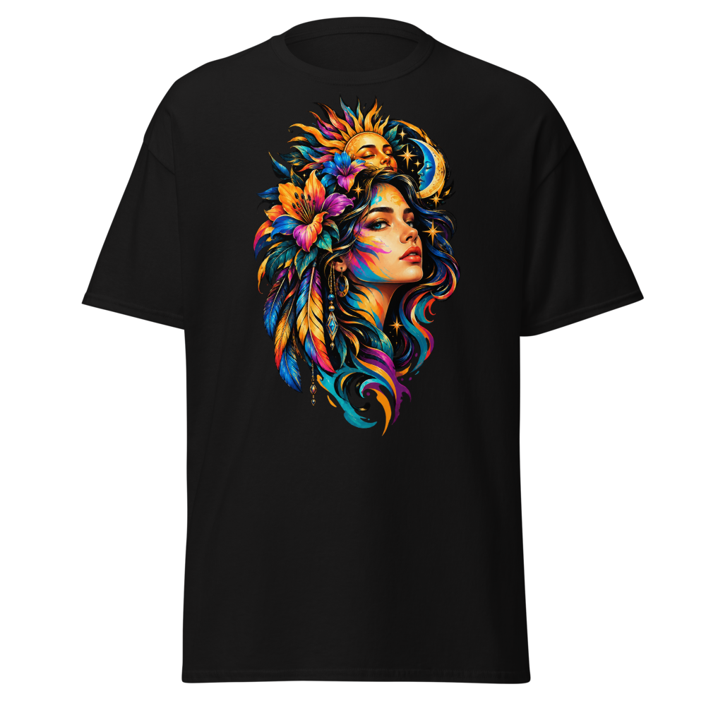 Unisex Celestial Sun Moon Boho Graphic Tee Art