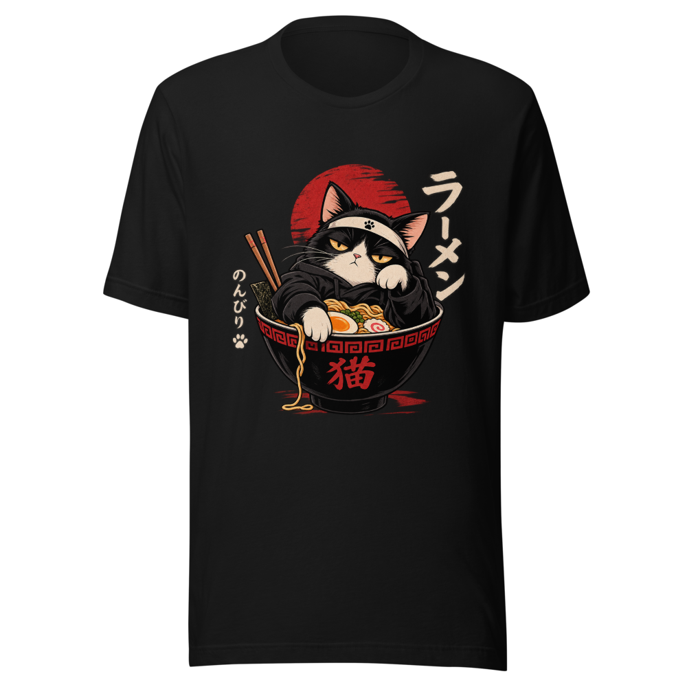 Japanese Ramen Cat - Tuxedo Cat Noodle Bowl Anime 