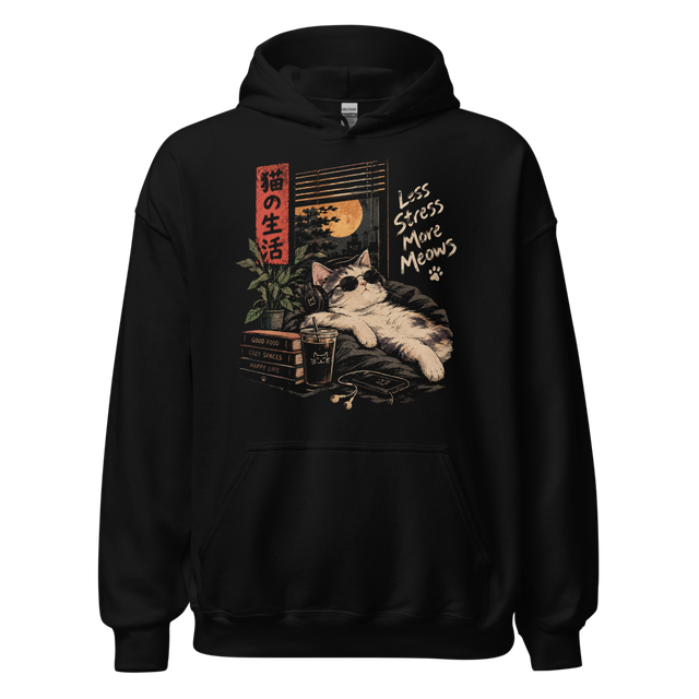 Less Stress More Meows - Cool Chill Cat Lo-Fi Wind