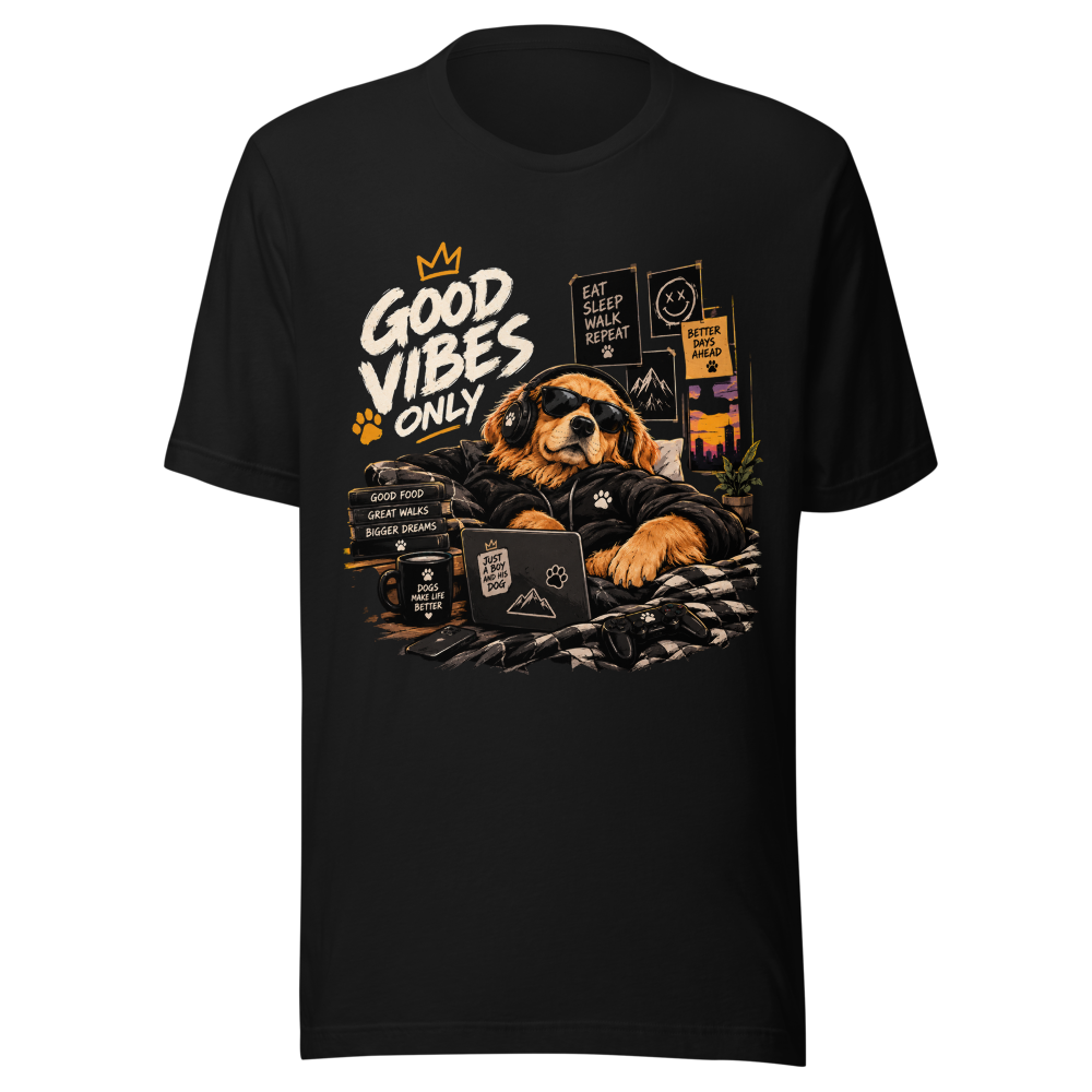 Good Vibes Only - Chill Golden Retriever Gamer Dog