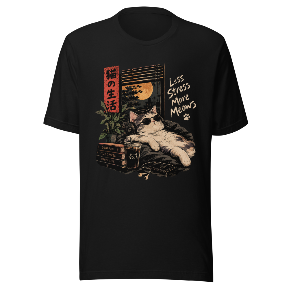 Less Stress More Meows - Cool Chill Cat Lo-Fi Wind