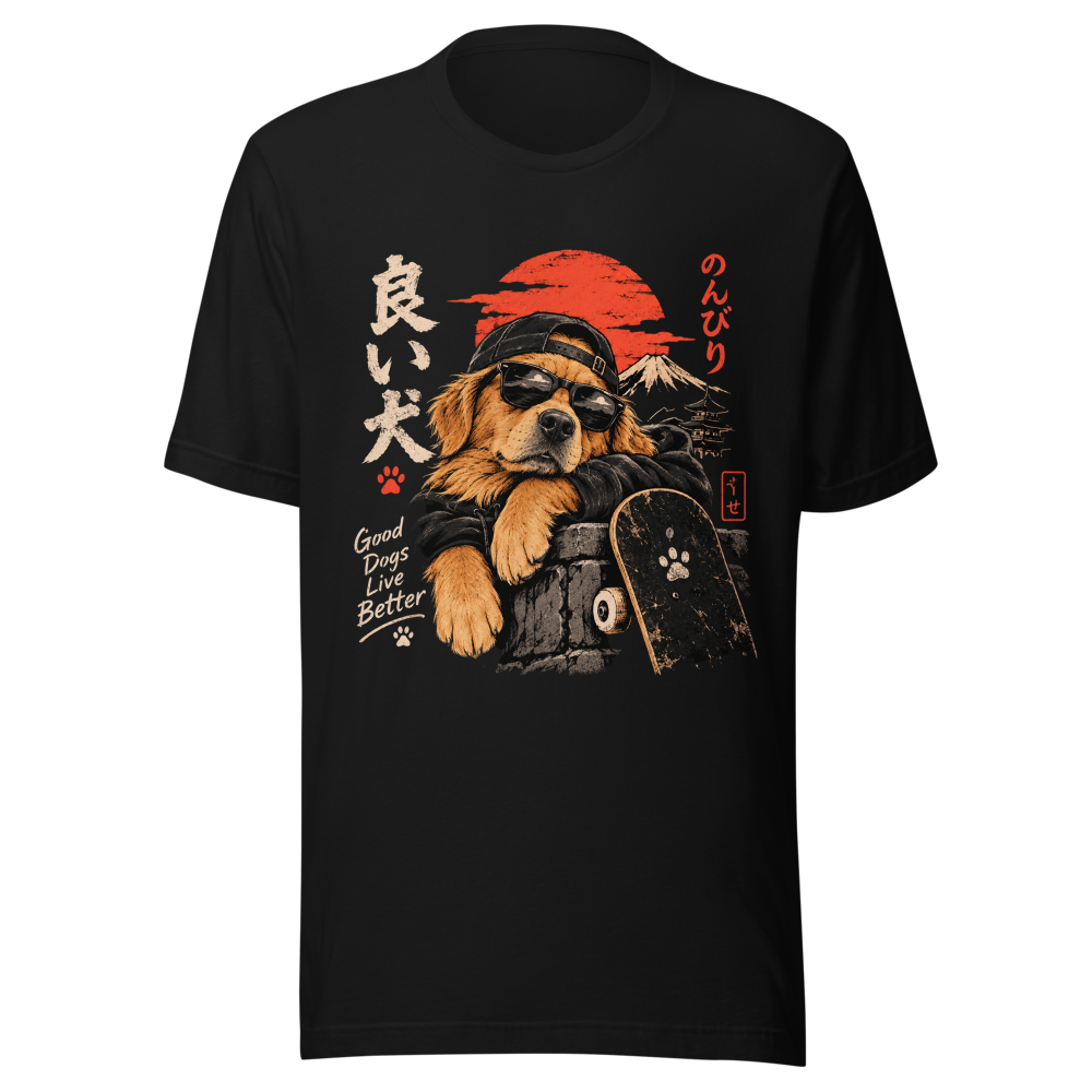 Japanese Skater Dog Mount Fuji Sunset - Cool Golde