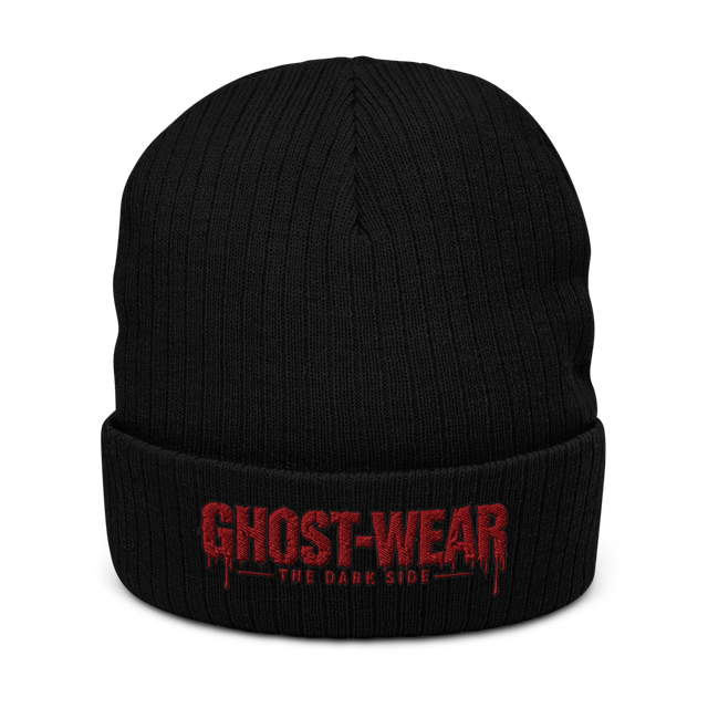 Black GHOST-WEAR Ribbed Knit Beanie