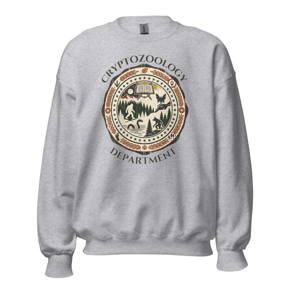 Cryptozoology Dept sweatshirt - dark text