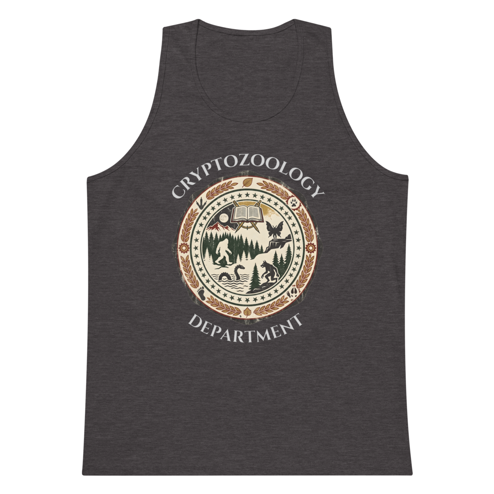 Cryptozoology Dept tank top - light text
