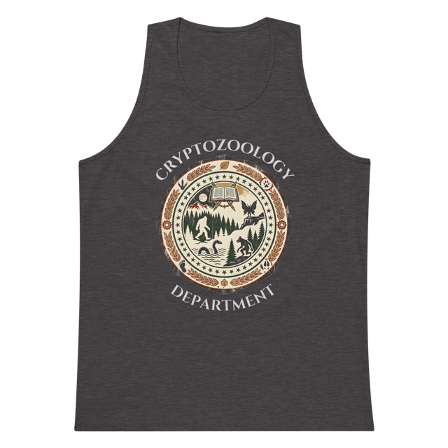 Cryptozoology Dept tank top - light text