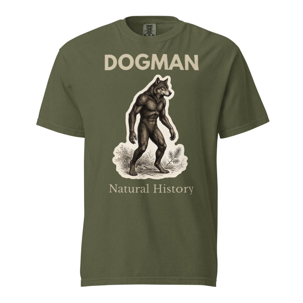 Dogman Natural History t-shirt light text