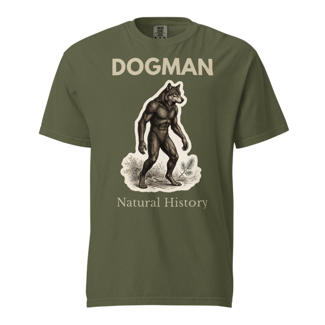 Dogman Natural History t-shirt light text