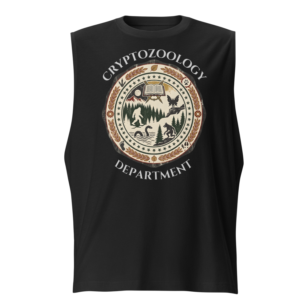 Cryptozoology Dept muscle shirt - light text