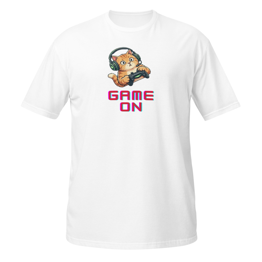 Cute Gaming Cat Graphic T-Shirt - Game On
