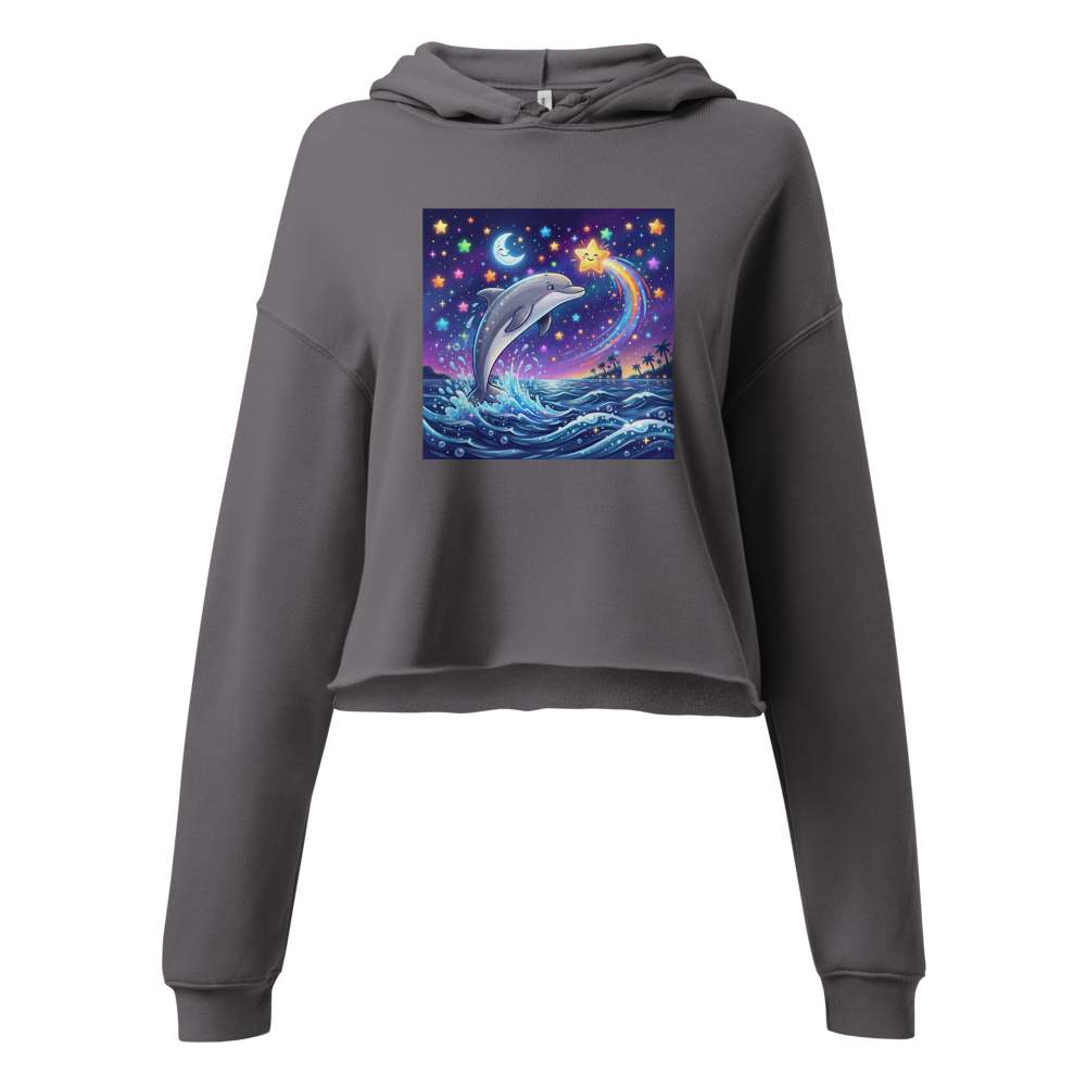 Happy Dolphin Cropped women Hoodie
