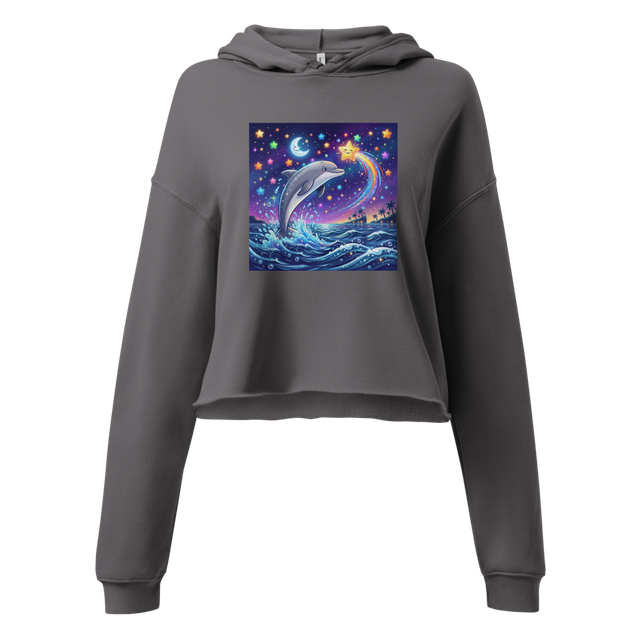 Happy Dolphin Cropped women Hoodie