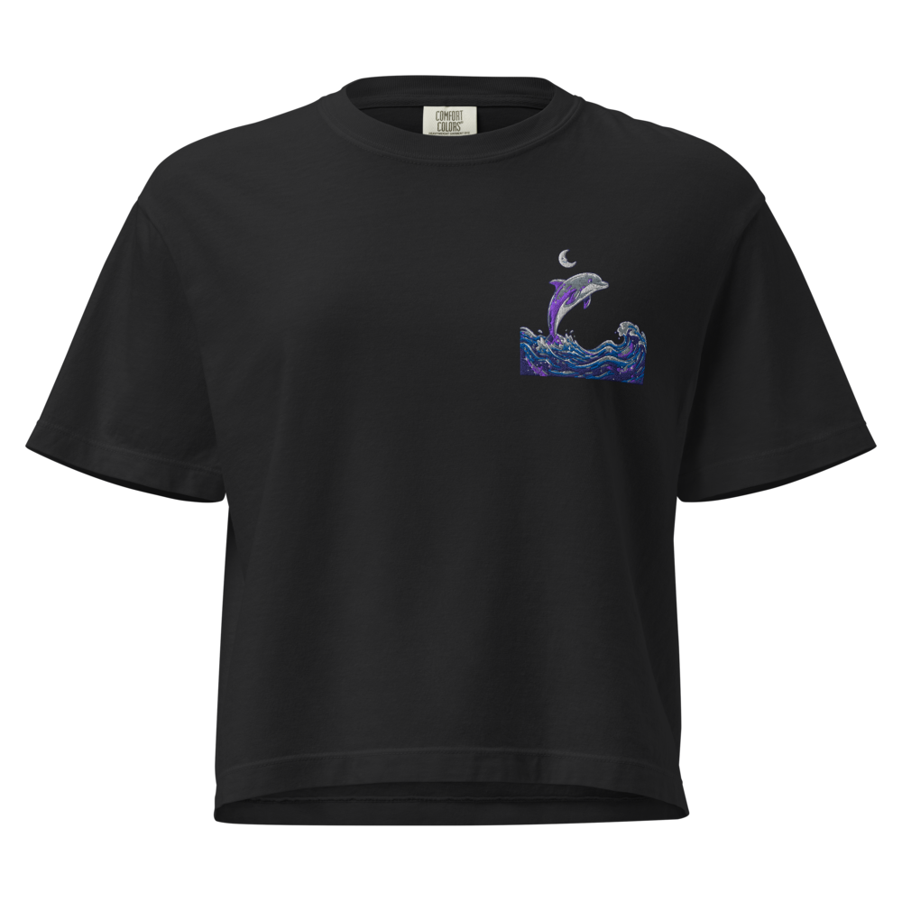 Embroidered Dolphin Night T‑Shirt